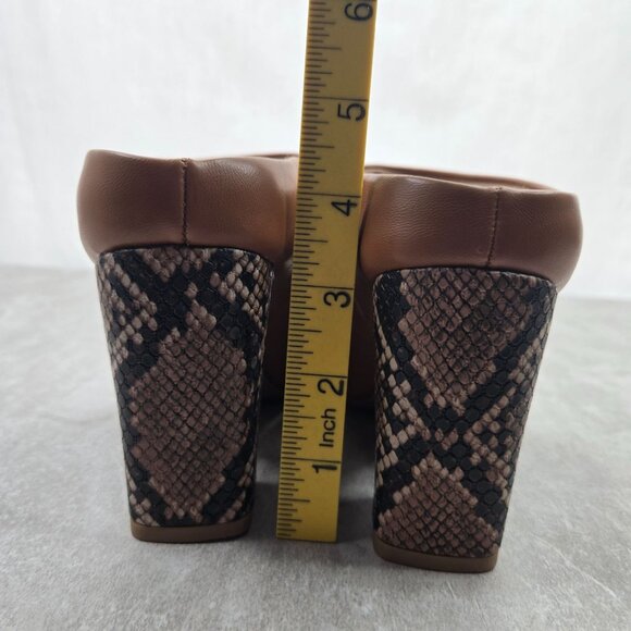 Square Toe Western Ankle Booties 6.5 Brown Block Heel Slip On Mule Shoe Boots - Picture 4 of 12